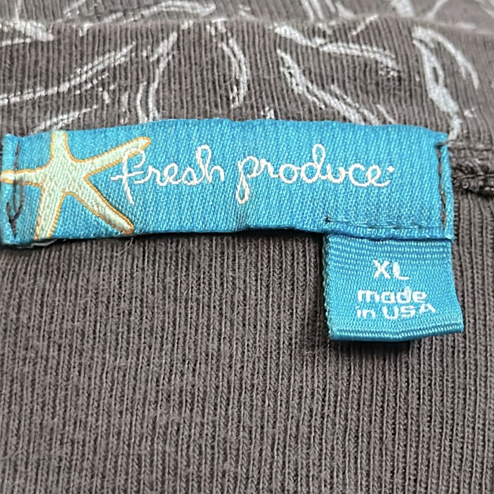 Fresh Produce Blue Gray Relaxed Top Abstract Beachy Cruise Travel‎ XL #21354 - Picture 9 of 11